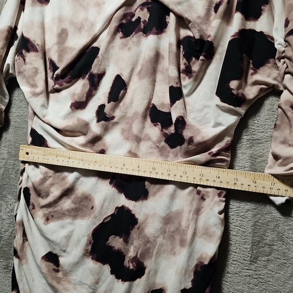 Jennifer Lopez Midi Dress Medium Ruched Cinched Waist Party Cocktail Blouson - Picture 4 of 7